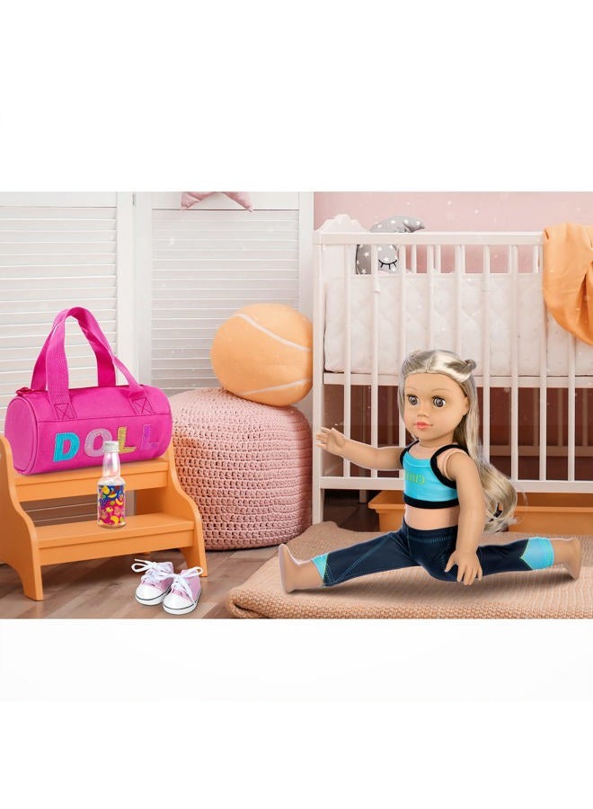 Ecore Fun 8 Piece 18 Inch Girl Doll Clothes and Accessories Set Include Yoga Sport Clothes Shoes Yoga Bands Towel Drink and Bag - Image 5