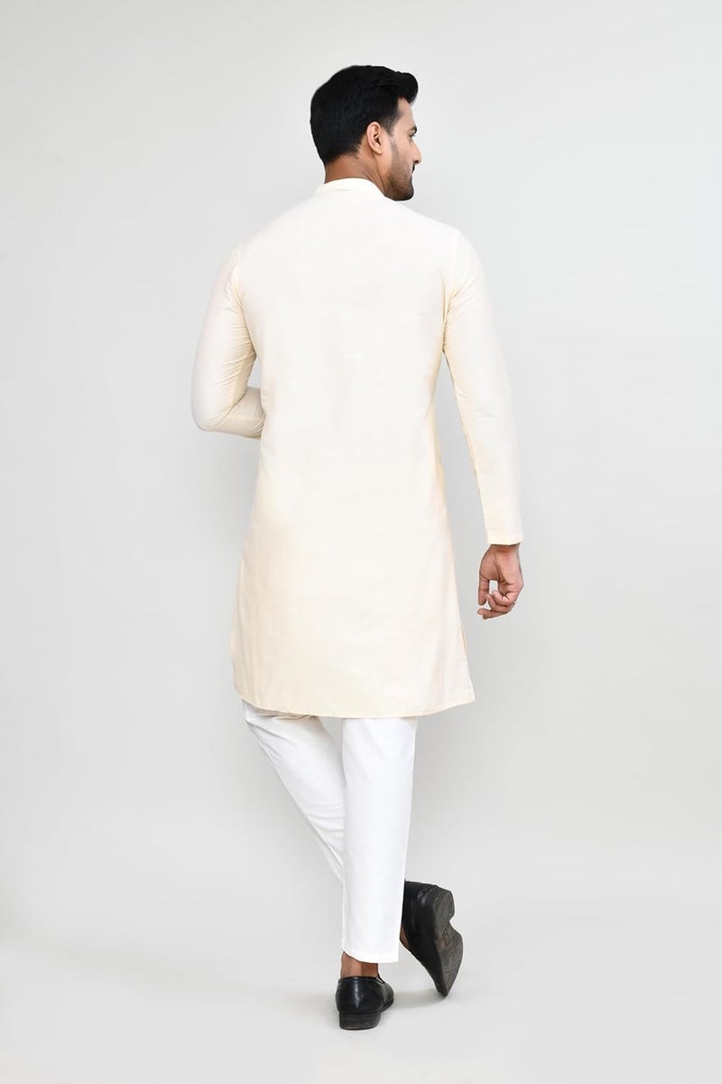Polyfab Hathkargha Men's Cotton Regular Fit Kurta Pyjama Set - Ethnic Wear with Mandarin Collar & Full Sleeves - Image 2