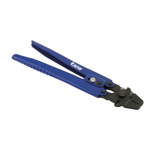 AFW American Fishing Wire Econo Crimping Pliers – Carbon Steel Crimp Tool with 4 Dies for Aluminum & Copper Sleeves (0.1–2.2mm OD) – Built-In Side Cutters & Safety Lock - Image 1