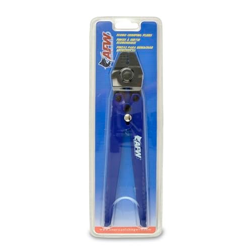 AFW American Fishing Wire Econo Crimping Pliers – Carbon Steel Crimp Tool with 4 Dies for Aluminum & Copper Sleeves (0.1–2.2mm OD) – Built-In Side Cutters & Safety Lock - Image 2