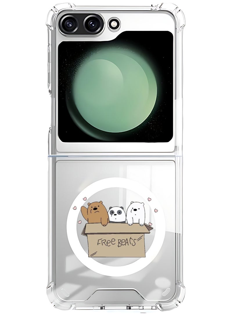 Theodor Magnetic Case for Samsung Galaxy Z Flip 5 Compatible with MagSafe Wireless Charging, Shockproof Phone Bumper Cover We are bears - Image 1