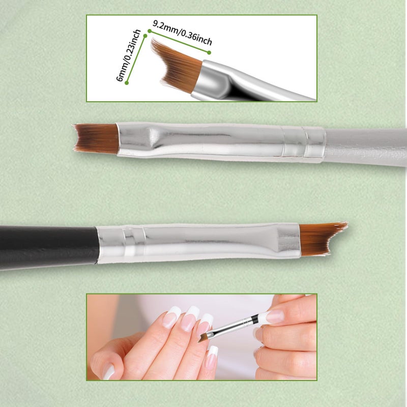 EupHHonycs 6 Pcs French Tip Nail Brushes Set Oblique Head Tip Nail Brushes 3 Oblique Head Brush 3 Moon Shape French Brush with Wood Handle for Nails Tips UV Gel Acrylic Painting Drawing Pen - Image 3