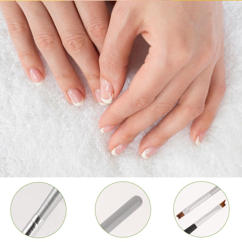 EupHHonycs 6 Pcs French Tip Nail Brushes Set Oblique Head Tip Nail Brushes 3 Oblique Head Brush 3 Moon Shape French Brush with Wood Handle for Nails Tips UV Gel Acrylic Painting Drawing Pen - Image 4