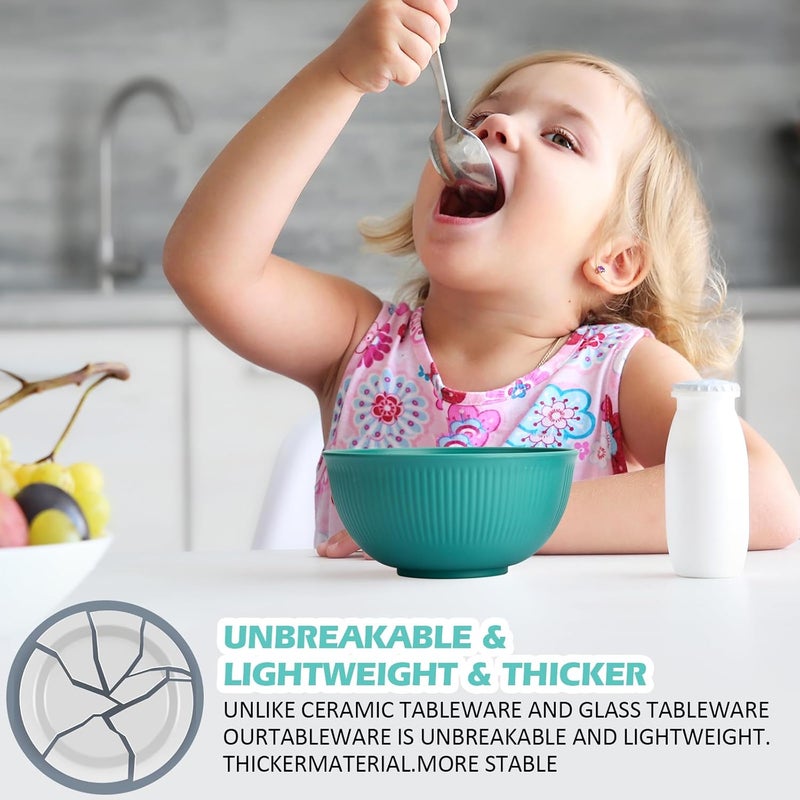LIANGKEN Unbreakable Cereal Bowls 24 oz Plastic Bowls Reusable Light Weight Bowl Set of 6 Large Lightweight Bowls Made of Wheat Straw Fiber Ideal for Salad Soup Ramen Noodles Oatmeal - Image 3