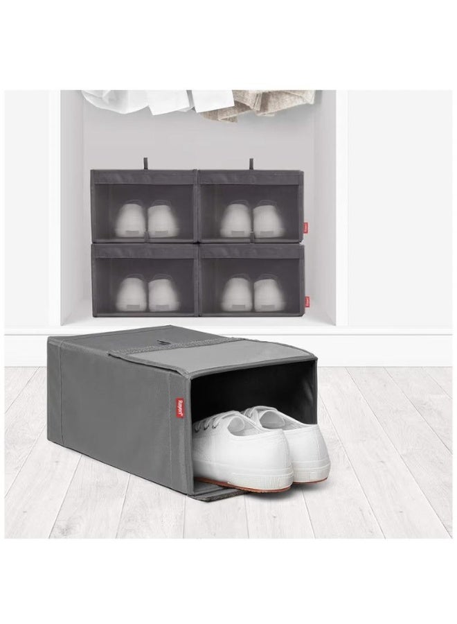 ريان مجموعة صناديق تخزين الأحذية القابلة للتكديس من راين – قابلة للطي، نافذة شفافة، موفرة للمساحة، 2 قطعة، صناعة إسبانية فاخرة - Image 1