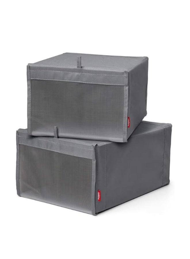 ريان مجموعة صناديق تخزين الأحذية القابلة للتكديس من راين – قابلة للطي، نافذة شفافة، موفرة للمساحة، 2 قطعة، صناعة إسبانية فاخرة - Image 2