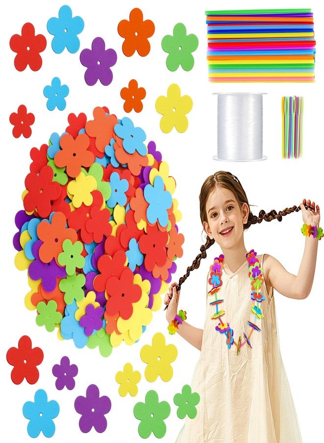 JULBEAR Leis Making Supplies Kit 12 Pack Hawaiian Necklace Craft Set Tropical Hawaiian Party Favors for Vacation Luau Foam Flower Decoration - Image 1