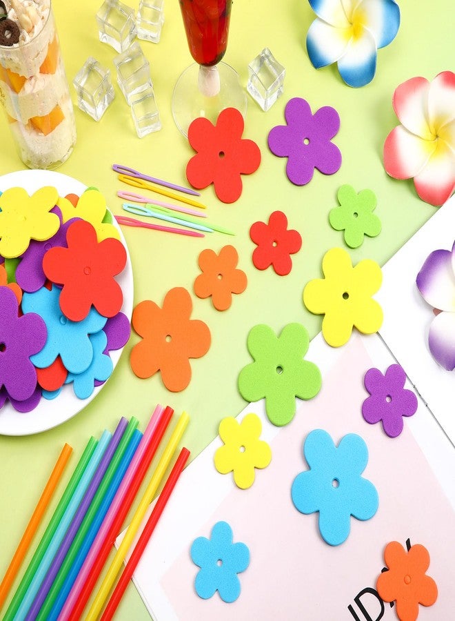JULBEAR Leis Making Supplies Kit 12 Pack Hawaiian Necklace Craft Set Tropical Hawaiian Party Favors for Vacation Luau Foam Flower Decoration - Image 4