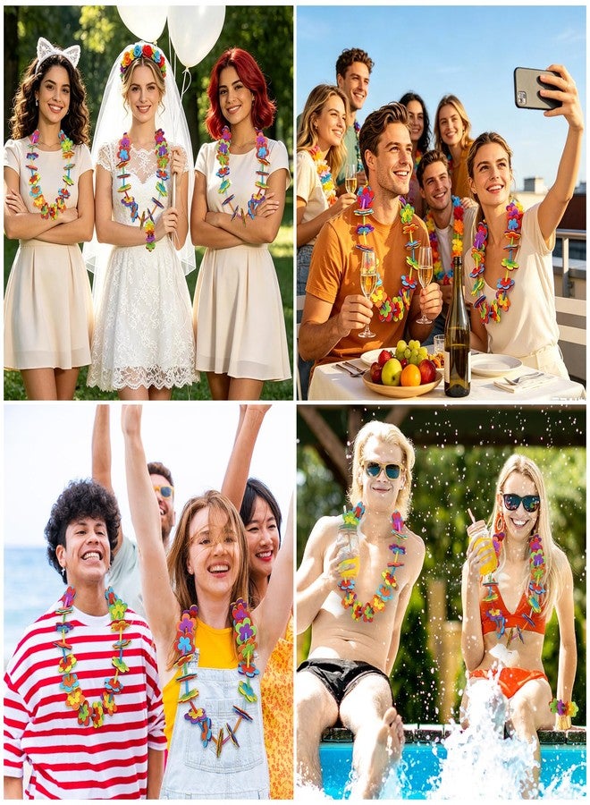 JULBEAR Leis Making Supplies Kit 12 Pack Hawaiian Necklace Craft Set Tropical Hawaiian Party Favors for Vacation Luau Foam Flower Decoration - Image 5