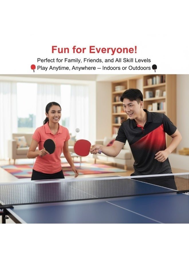 طقم تنس طاولة - مضربا تنس طاولة فاخران مع 3 كرات وحقيبة حمل | طقم مضارب تنس طاولة احترافي للعب الداخلي والخارجي | شفرات خشبية متينة من 5 طبقات، قبضة مريحة، مطاط عالي المرونة | مثالي للبالغين والمراهقين والأولاد والبنات - Image 4