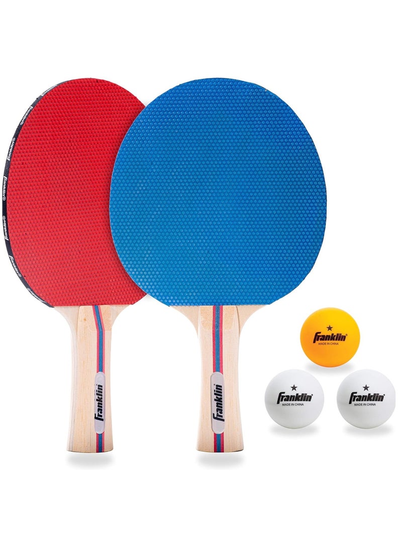 طقم تنس طاولة - مضربا تنس طاولة فاخران مع 3 كرات وحقيبة حمل | طقم مضارب تنس طاولة احترافي للعب الداخلي والخارجي | شفرات خشبية متينة من 5 طبقات، قبضة مريحة، مطاط عالي المرونة | مثالي للبالغين والمراهقين والأولاد والبنات - Image 1