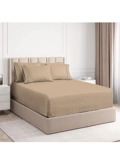 VAS COLLECTIONS VAS COLLECTIONS Premium Cotton Elastic Fitted Bedsheets with 2 Pillow Covers Double Bed with All Around Elastic 220 TC Supersoft Size 72x7810 inches Beige  - Image 1