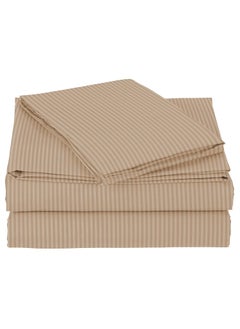 VAS COLLECTIONS VAS COLLECTIONS Premium Cotton Elastic Fitted Bedsheets with 2 Pillow Covers Double Bed with All Around Elastic 220 TC Supersoft Size 72x7810 inches Beige  - Image 3