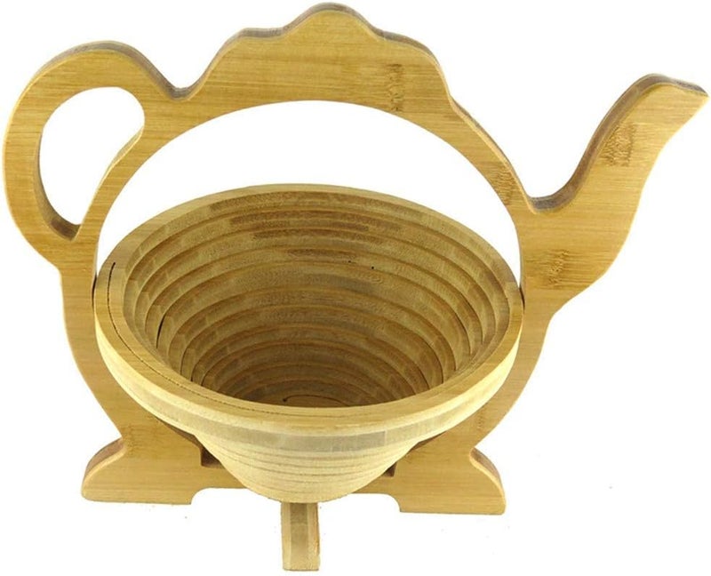 MYOSOTIS Foldable Fruit Basket Gift Bamboo Fruit and Veggie Basket Fruit Bowl Holder and Dried Fruit Basket For Holiday Party Teapot - Image 2
