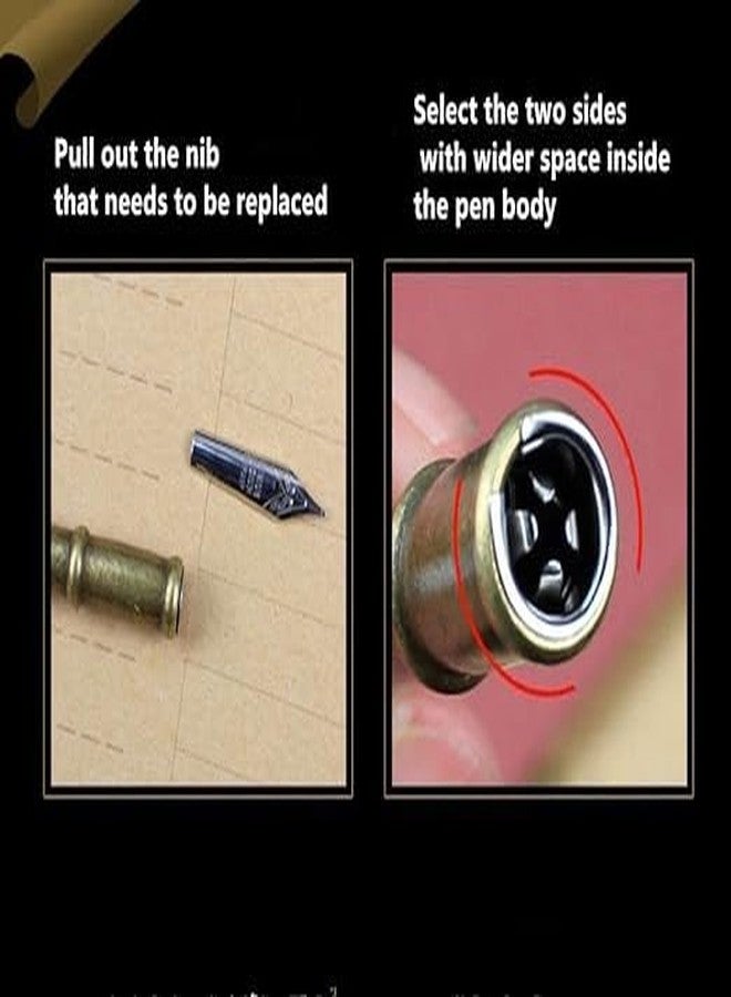 لو شي قلم لوشي ريترو ذو رأس ريشي، طقم أقلام ريشية مغموسة في الماء للكتابة والخط، طقم أقلام هدايا للعودة إلى المدرسة، 6 رؤوس أقلام بديلة، أجنحة ميكانيكية، زخرفة تروس (ألوان متنوعة) - Image 4