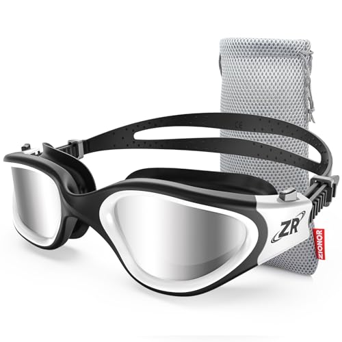 ZIONOR Swim Goggles, G1 Polarized Swimming Goggles UV Protection Anti-fog Adjustable Strap for Adult Men Women (Polarized Light Mirror Silver Lens) - Image 1