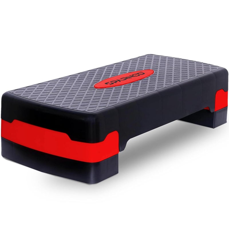 Sparnod Fitness SAS-1000 Aerobic Gym Stepper for Exercise at Home, Adjustable Height, Anti-Skid Surface, Supports up to 225 kg, Compact & Portable, Ideal for Cardio, Strength Training & Pilates Red - Image 1