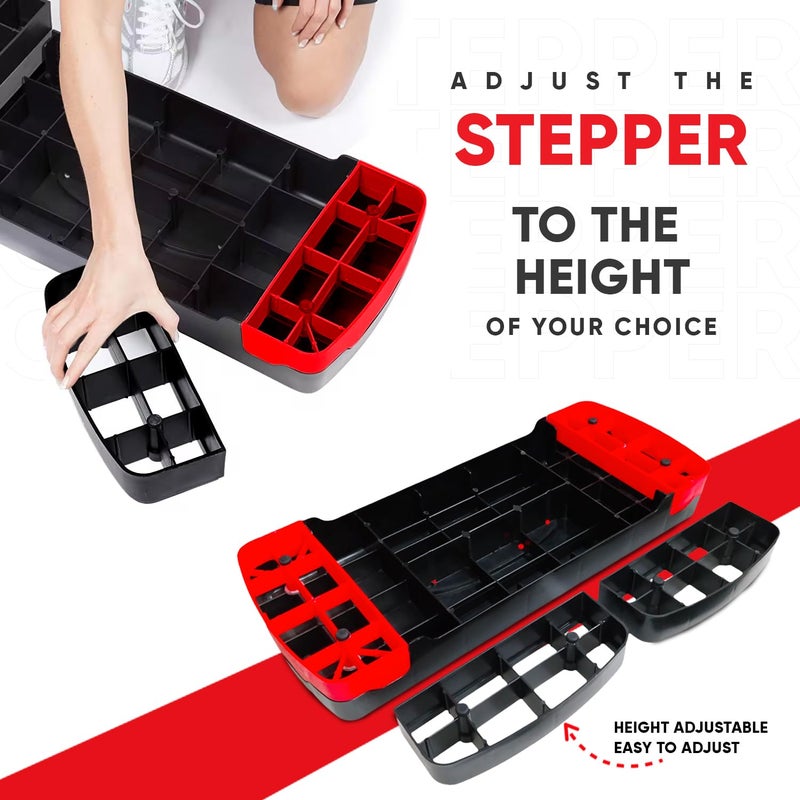 Sparnod Fitness SAS-1000 Aerobic Gym Stepper for Exercise at Home, Adjustable Height, Anti-Skid Surface, Supports up to 225 kg, Compact & Portable, Ideal for Cardio, Strength Training & Pilates Red - Image 4