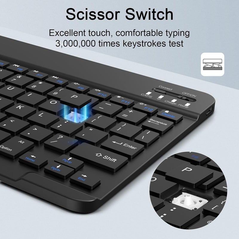 Nsyee Wireless Keyboard and Mouse Combo, Rechargeable Bluetooth Keyboard & Mouse with 2.4 GHz Wireless USB Receiver, Compatible with iPad, Smartphone, PC, Laptop, Windows/iOS/Android, Black - Image 5