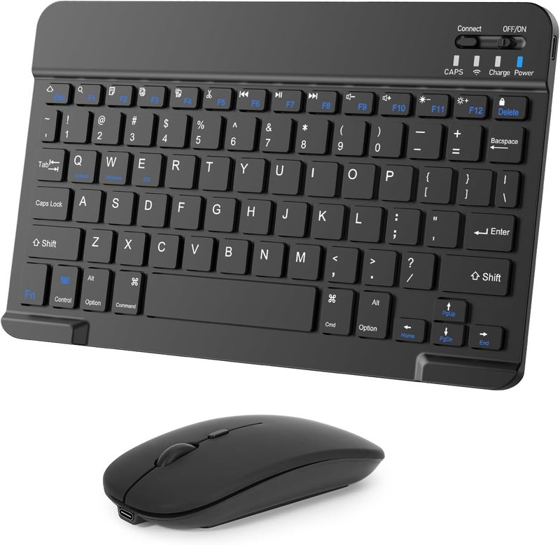 Nsyee Wireless Keyboard and Mouse Combo, Rechargeable Bluetooth Keyboard & Mouse with 2.4 GHz Wireless USB Receiver, Compatible with iPad, Smartphone, PC, Laptop, Windows/iOS/Android, Black - Image 1