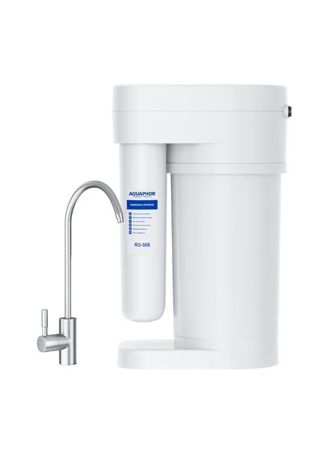 RO-70S Compact Reverse Osmosis Water Filter System, 190L/Day Capacity with 5L Storage Tank, Multi-Stage Filtration Removes Chlorine, Heavy Metals, Bacteria & Viruses, Integrated Mineralization for Balanced Taste, Water Purifier for Home Use