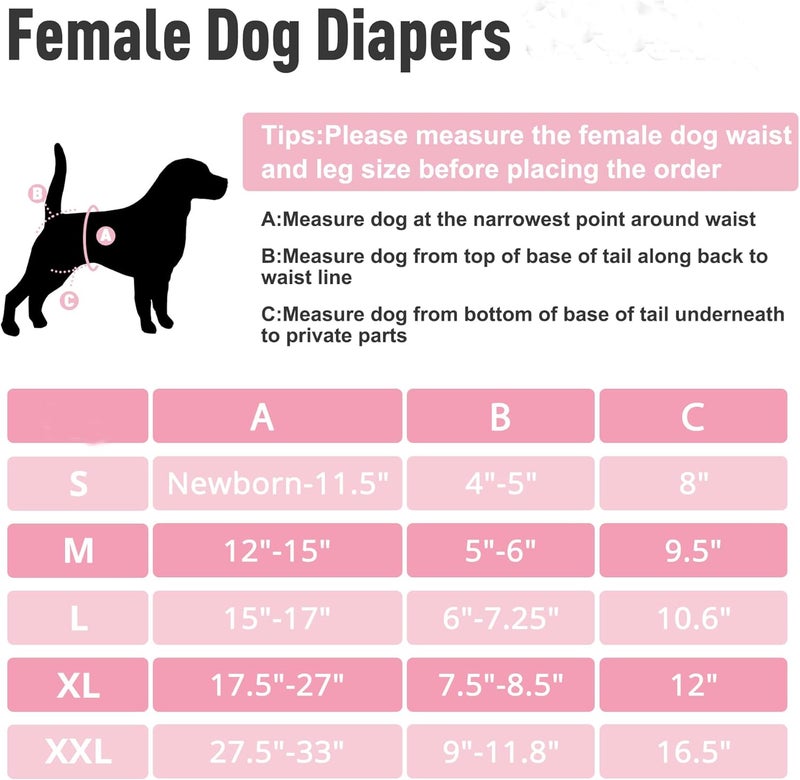 ZINGTERRA 3Pack Reusable Dog Diapers Female,Washable Diaper for Doggie,Highly Absorbent Dog Diaper,Adjustable Leakproof Puppy Girl Dog Diapers for Heat,Incontinence,Period Doggy Nappies XL - Image 5