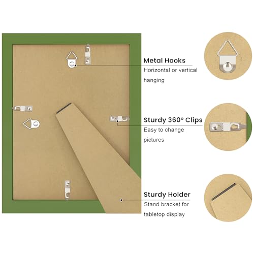 THKRLOF 5x7 Picture Frame with Real Glass, Wooden cute 5 x 7 Photo Frame with Wavy Mat for Tabletop and Wall Hanging, Green, 1 Pack - Image 4
