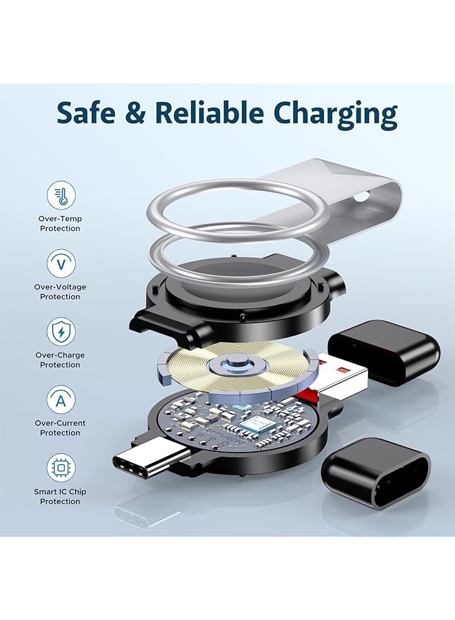 erorex Portable Magnetic Wireless Iwatch Charger For Usb C And Usb A Fast Charging Cable Travel Charger Compatible With Iwatch Series Ultra2 Ultra 10 9 8 7 6 Se 5 4 3 2 1  - Image 3