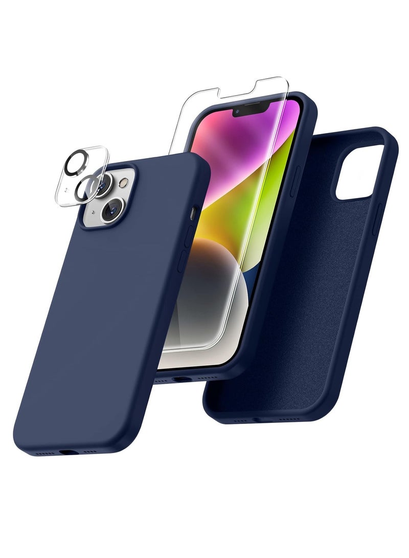 ELTRAZONE iPhone 14 Plus 5-in-1 Case – Navy Liquid Silicone with 2 Screen Protectors, 2 Camera Lens Protectors, Full Body Shockproof Drop Protection, 6.7 Inch - Image 1