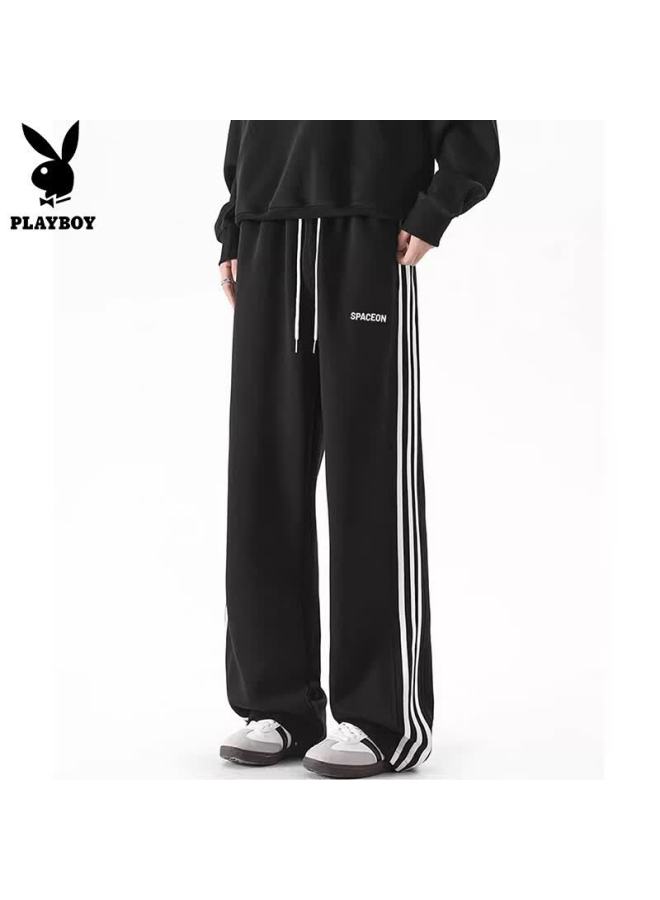Playboy Men's Casual Pants Loose Straight-leg Wide-leg American Style Sports Sweatpants Autumn Winter - Image 1