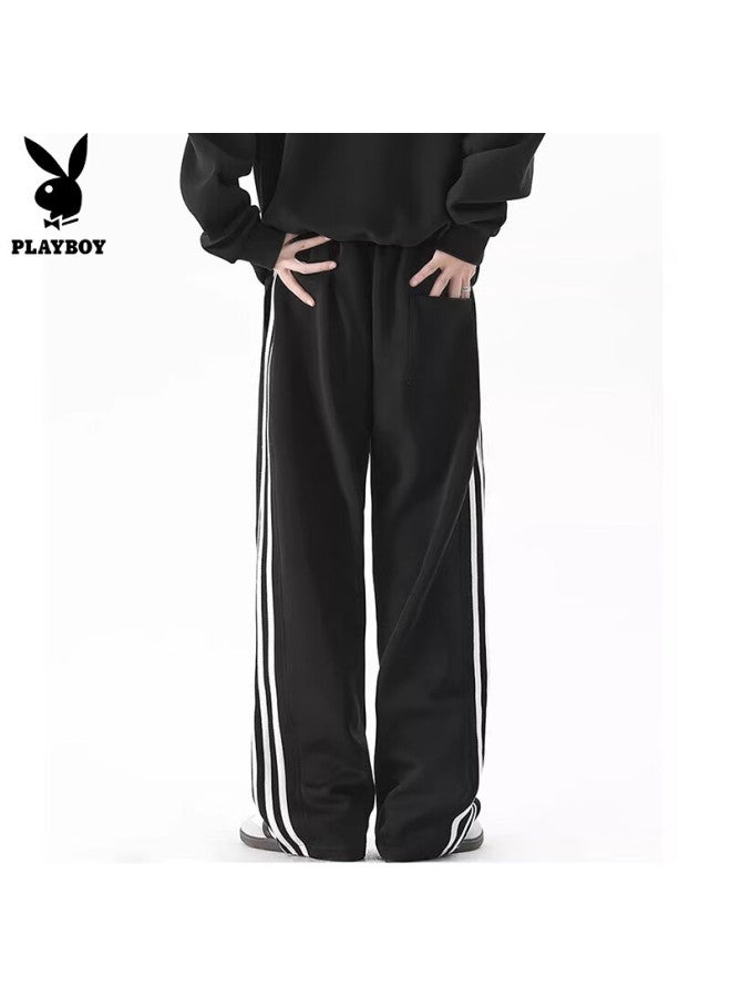 Playboy Men's Casual Pants Loose Straight-leg Wide-leg American Style Sports Sweatpants Autumn Winter - Image 4