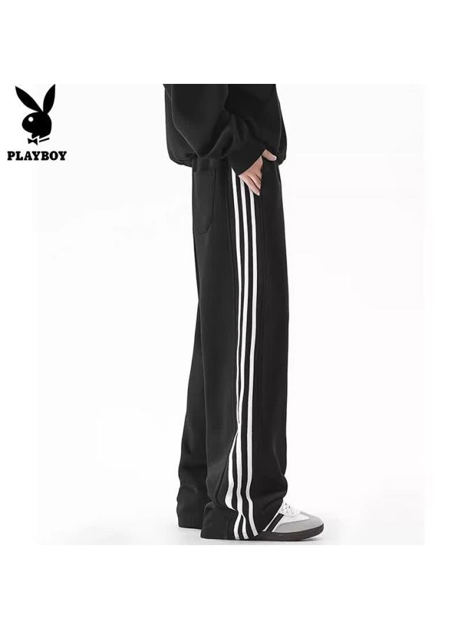 Playboy Men's Casual Pants Loose Straight-leg Wide-leg American Style Sports Sweatpants Autumn Winter - Image 3