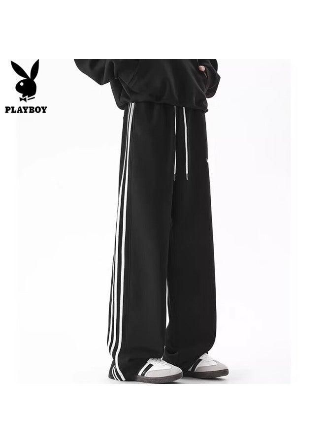 Playboy Men's Casual Pants Loose Straight-leg Wide-leg American Style Sports Sweatpants Autumn Winter - Image 2