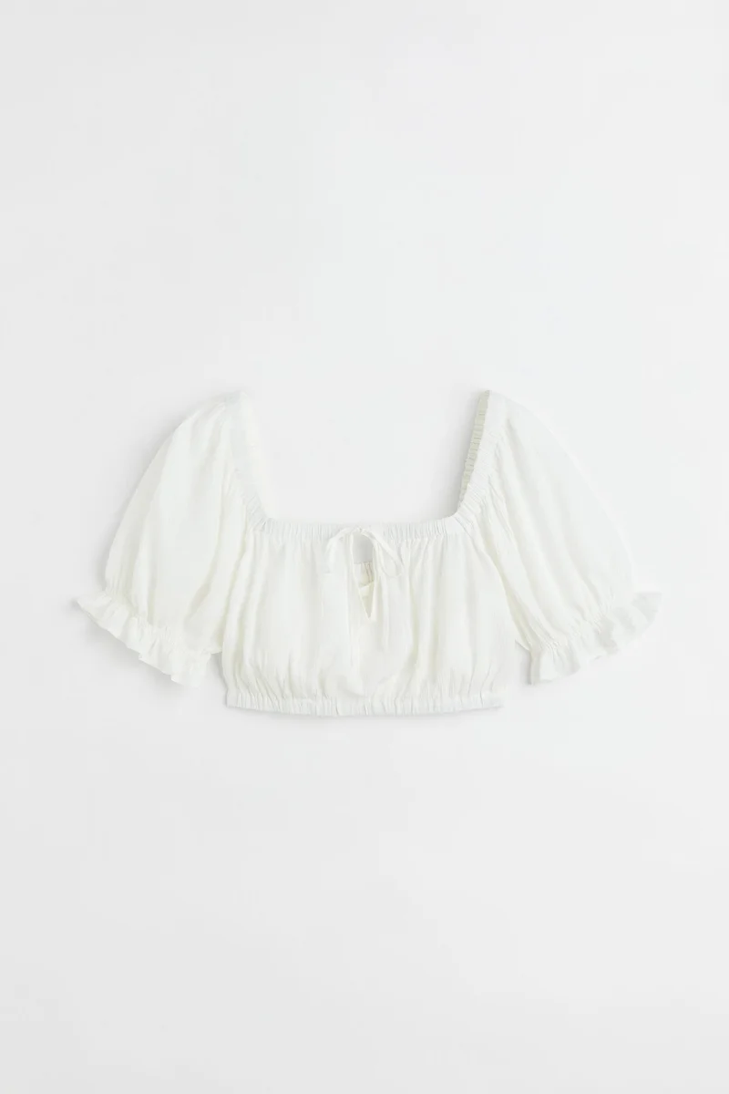 H&M Puff-sleeved crêpe blouse