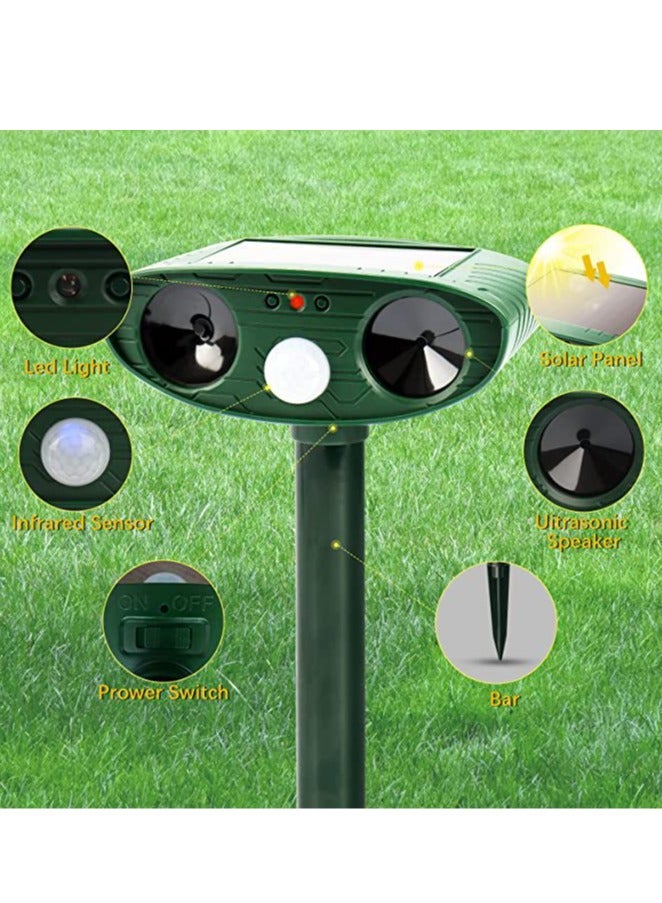 general Ultrasonic Animal Repeller, Solar Powered Animal Repellent, Waterproof Animal Deterrent Devices Outdoor Repels, Effectively Repels Dog Cat Deer Raccoon Rabbit Squirrel Bird Farm Garden Yard - Image 2