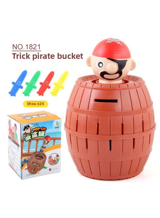 Children's Funny Funny Pirate Bucket 24 Daggers Multiplayer Party Strange Funny Desktop Game Toy-Color:NO.1821 Trick Pirate Barrel 284.4G - Image 1