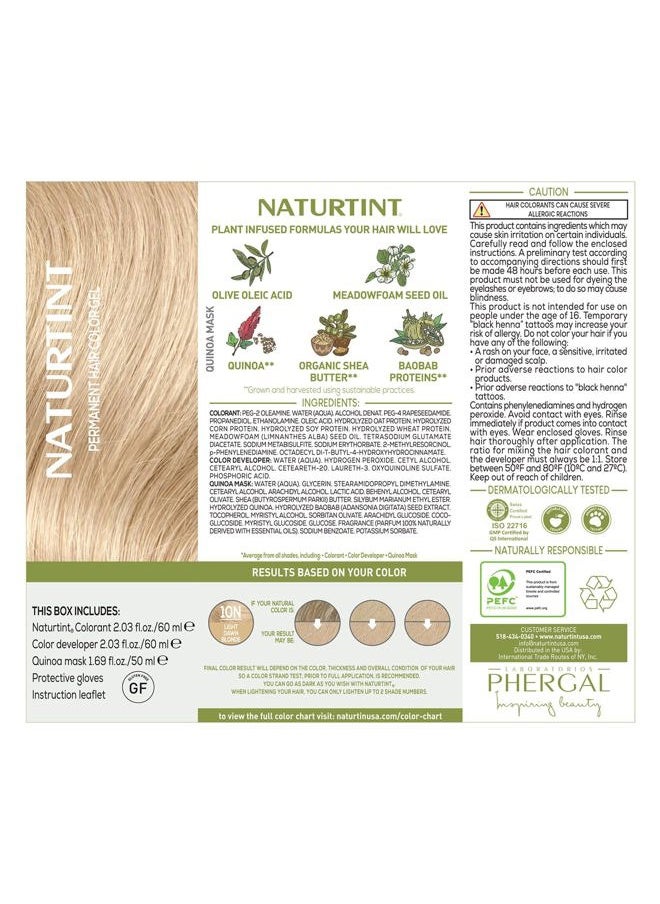 NATURTINT 10N Light Dawn Blonde Permanent Hair Color (Pack of 1), Ammonia Free, Vegan, Cruelty Free, up to 100% Gray Coverage, Long Lasting Results (Packaging may vary)  - Image 4