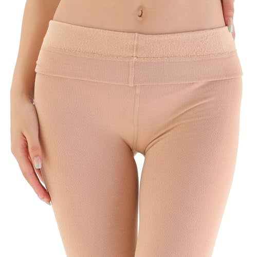 EVERSWE Women's Opaque Fleece Lined Tights, Thermal Tights (Nude,XL) - Image 4