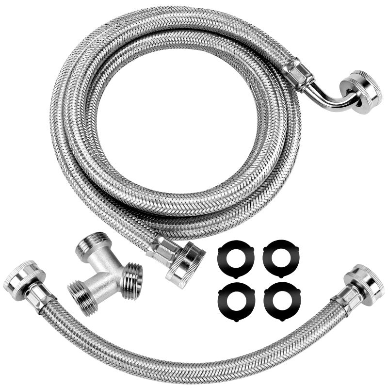 UPGRADED6FT Premium Steam Dryer Hose Installation Kit by Beaquicy Include 6 Foot Stainless Steel Hoses1 Foot Inlet Adapter Hose and Brass Y Connector