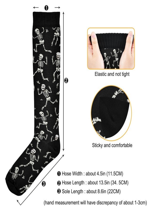 Dussdil Halloween Skulls Compression Socks for Women and Men Skeleton Circulation Long Socks for Athletic Running Cycling Nurse Stockings - Image 3