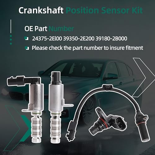 Riyhch Intake & Exhaust Variable Valve Timing VVT Control Solenoid Crankshaft Position Sensor Kit Fit for Hyundai, for Kia 2016-2021 2.0 L Replace ‎24375-2El00 39350-2E200 39180-2B000 - Image 3