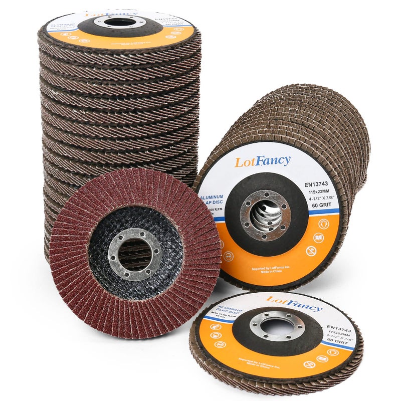 LotFancy 40PCS Flap Discs 4 12 for Angle Grinder 45 x 78 Inch Sanding Disc 40 60 80 120 Grit Grinding Wheels Welding Tools Aluminum Oxide Abrasive Type 27
