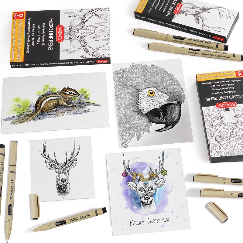 PANDAFLY Black Micro-Pen Fineliner Ink Pens, 9 Size Ultra Fine Point Pen, Waterproof Archival Ink, Multiliner Black Art Pens for Drawing, Sketching, Watercolor, Illustration, Bible, Anime, Manga - Image 5