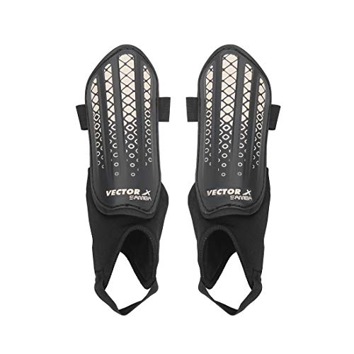 Vector X Samba Shinguard with Ankle Adjustable | Training and Practice | for Girls and Boys | (Junior, Black-White) - Image 2