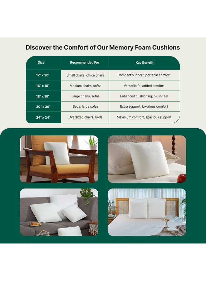 The White Willow The White Willow Memory Foam Square Cushion for Car, Sofa, Diwan, Bed, Chair & Couch-Premium Decorative Square Cushion for Sofa-Throw Pillow-Square Cushions for Back Support-Soft-Small-12x12 Inch - Image 4