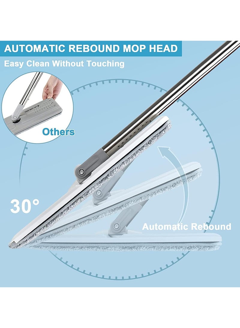 Scrolls Mop and Bucket with Wringer Set, Hands Free Flat Floor Mop and Bucket, 6 Washable Microfiber Pads Included, Wet and Dry Use, Home Floor Cleaning System for All Floor Types and Windows Size: 38x24x22CM - Image 2