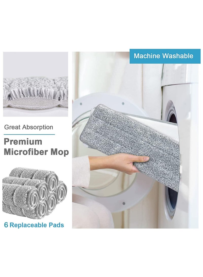 Scrolls Mop and Bucket with Wringer Set, Hands Free Flat Floor Mop and Bucket, 6 Washable Microfiber Pads Included, Wet and Dry Use, Home Floor Cleaning System for All Floor Types and Windows Size: 38x24x22CM - Image 5