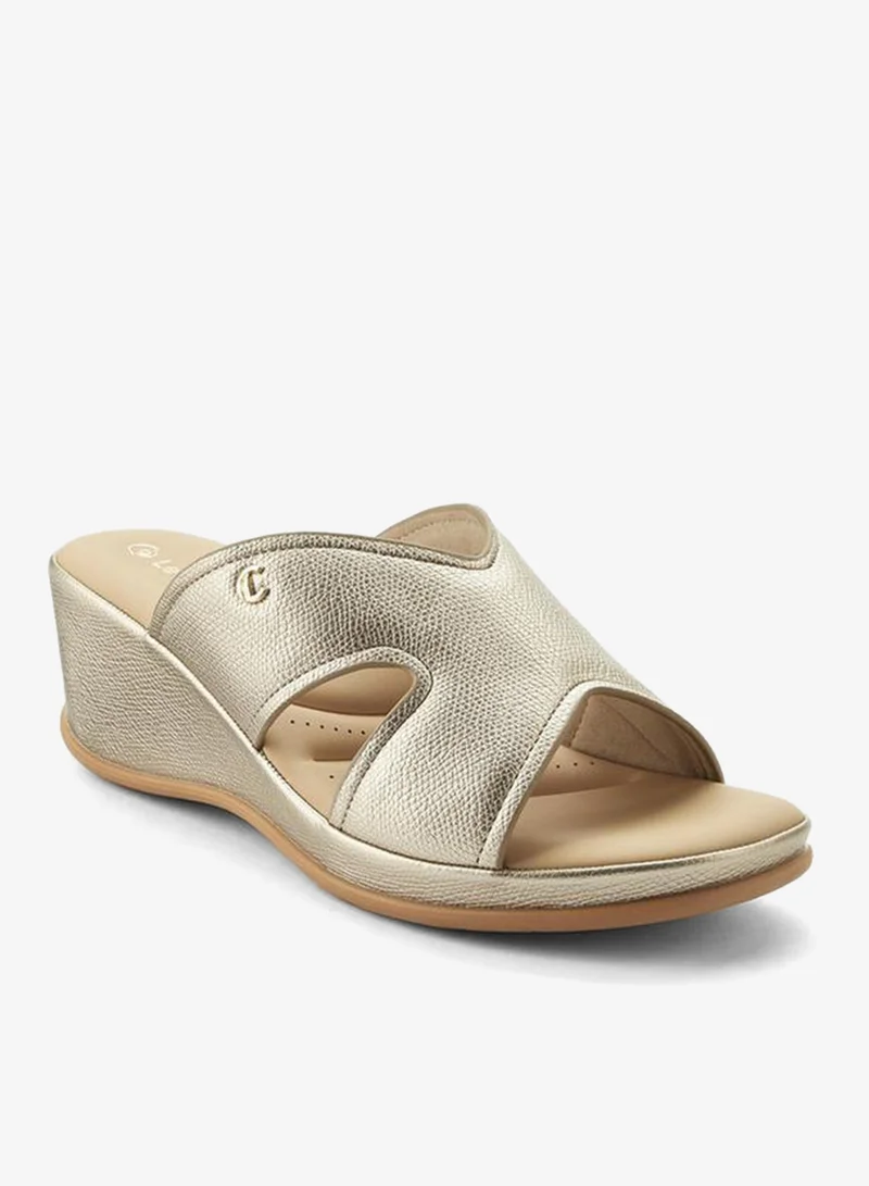 Le Confort GOLD Slip On Sandal With Wedge Heel for Women | Best Price UAE