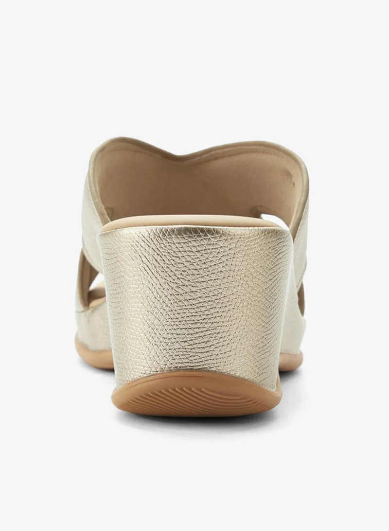 Le Confort GOLD Slip On Sandal With Wedge Heel for Women | Best Price UAE