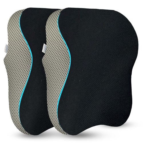 Sleepsia Ultimate Car Neck Rest Pillows | 1 Years Warranty | 100% Memory Foam Ergonomic Car Seat Head Rest Pillow for Neck & Cervical Support - Relieves Neck Pain (Black/Grey) Pack of 2 - Image 1